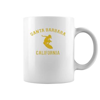 Santa Barbara California College-Style Woman Surfing Coffee Mug | Mazezy