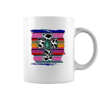 Serape Cow Print Cross Cactus Serape Coffee Mug | Mazezy