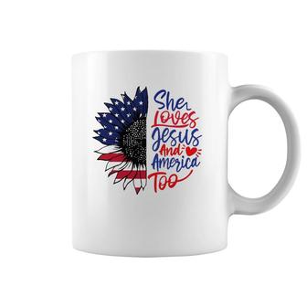 She Loves Jesus And America Too Coffee Mug | Mazezy