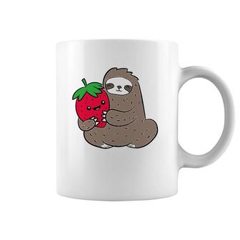 Sloth With Strawberry Fruit Cute Strawberries And Sloth Coffee Mug | Mazezy