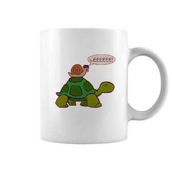 Snail Riding On Turtle Weeeee Funny Coffee Mug | Mazezy