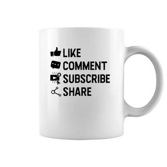Social Media Like Comment Subscribe Share Gift Coffee Mug | Mazezy