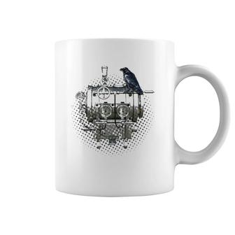 Steampunk Crow Of Mechanical Machines Coffee Mug | Mazezy