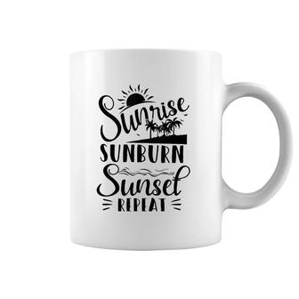 Sunrise Sunburn Sunset Repeat Summer Break Vacation Coffee Mug | Mazezy