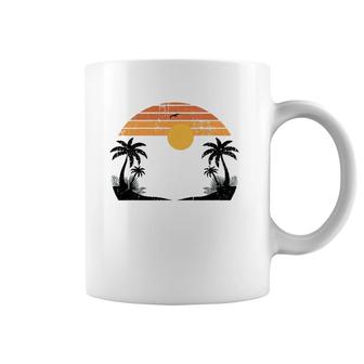 Sunshine Summer Vibes Palm Trees Beach Retro Tropical Summer Coffee Mug | Mazezy