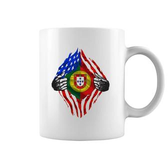 Super Portuguese Heritage Portugal Roots American Flag Gift Coffee Mug | Mazezy