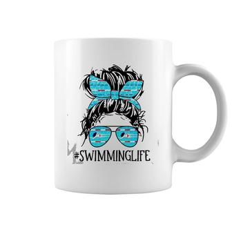 Swimming Life Swim Messy Bun Hair Swimming Mom For Women Coffee Mug | Mazezy