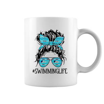 Swimming Life Swim Messy Bun Hair Swimming Mom For Women Coffee Mug | Mazezy