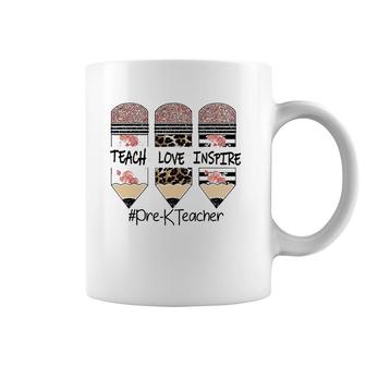 Teach Love Inspire Pre K Teacher Crayon Coffee Mug | Mazezy