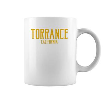 Torrance California Ca Vintage Text Amber Print Coffee Mug | Mazezy