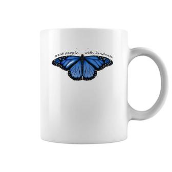 Treat People With Kindness Blue Butterfly Coffee Mug | Mazezy CA