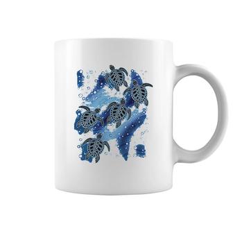 Tribal Sea Turtles Youth Turquoise Coffee Mug | Mazezy