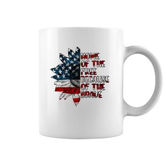 US Flag Sunflower Home Of The Free Because Of The Brave Coffee Mug | Mazezy