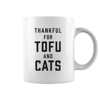 Vegan Thanksgiving Tofu & Cats Thankful Coffee Mug | Mazezy
