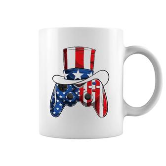 Video Game 4Th Of July Controller American Flag Kids Boys Coffee Mug | Mazezy