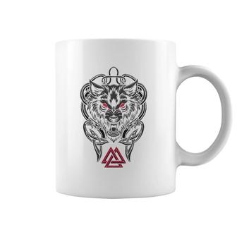 Viking Fenrir Monstrous Wolf Valknut Norse Mythology Coffee Mug | Mazezy
