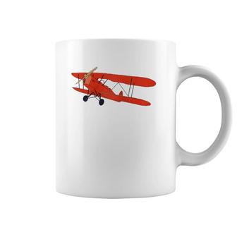 Vintage Airplane Aviation Pilot Retro Red Aircraft Coffee Mug | Mazezy
