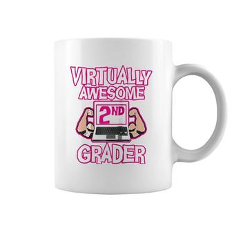Virtually Awesome Second Grader Back To School Girl Raglan Baseball Tee Coffee Mug | Mazezy