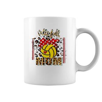 Volleyball Mom Leopard Funny Volleyball Mom Mother's Day Coffee Mug | Mazezy