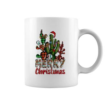 Western Texas Leopard Buffalo Plaid Cactus Merry Christmas Coffee Mug | Mazezy