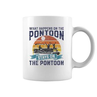What Happens On The Pontoon Boat Funny Boating Gift For Dad Coffee Mug | Mazezy