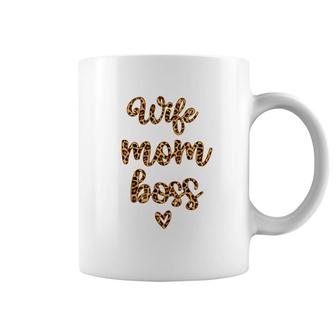 Wife Mom Boss Leopard Plaid Coffee Mug | Mazezy