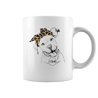 Women Girl Cute Pitbull Dog Mom Leopard Bandana Mother Day Coffee Mug | Mazezy