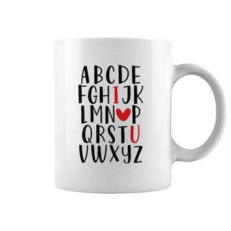 Womens Abc Alphabet I Love You English Teacher Valentine's Day Coffee Mug | Mazezy CA