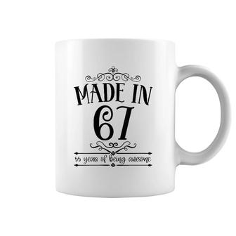 Womens Born In 1967 55 Years Old Made In 1967 55Th Birthday V-Neck Coffee Mug | Mazezy