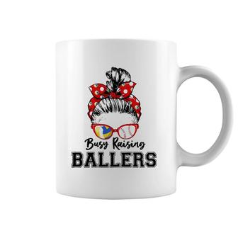 Womens Busy Raising Ballers Classy Volleyball And Baseball Lover Coffee Mug | Mazezy