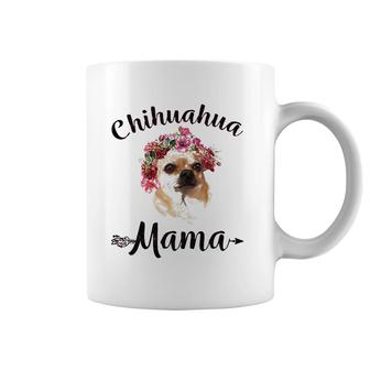 Womens Cute Chihuahua Mama Flower Tee Dog Lover Gifts Coffee Mug | Mazezy