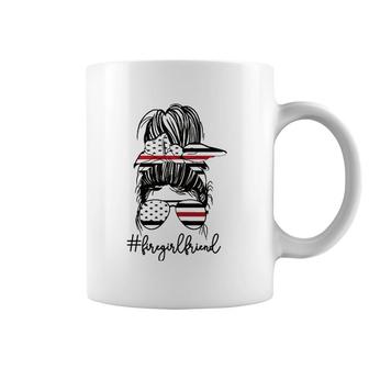 Womens Funny Fire Girlfriend Thin Red Line Firefighter Girlfriend Coffee Mug | Mazezy