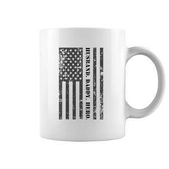 Womens Husband Daddy Hero Father's Day American Flag Gift Coffee Mug | Mazezy