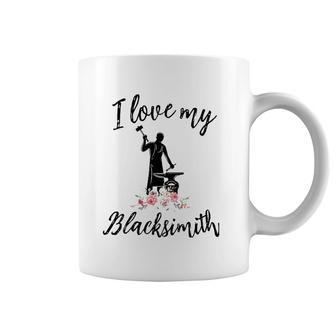 Womens I Love My Blacksmith Funny Blacksmith Wife Girlfriend Coffee Mug | Mazezy