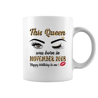 Womens Leopard Queen Born In November 2008 Cute 13Th Birthday Girl Coffee Mug | Seseable UK
