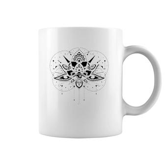 Womens Lotus Flower Evil Eye Mandala V-Neck Coffee Mug | Mazezy