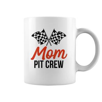 Womens Mom Pit Crew Funny Hosting Car Race Birthday Party V-Neck Coffee Mug | Mazezy