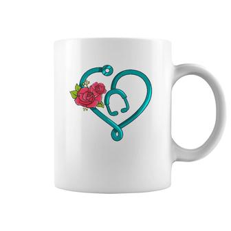 Womens Nurse Heart Floral Nursing Coffee Mug | Mazezy