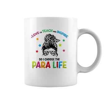 Womens Paraprofessional Teach Love Inspire Para Life Paraeducator Coffee Mug | Mazezy