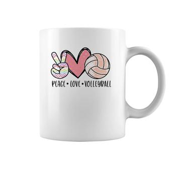 Womens Peace Love Volleyball Cute Design For Women Teen Girls V-Neck Coffee Mug | Mazezy