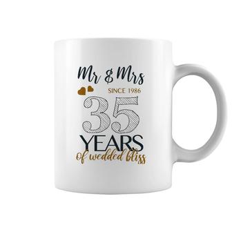 Womens Romantic Mr & Mrs Since 1986 35Th Wedding Anniversary V-Neck Coffee Mug | Mazezy