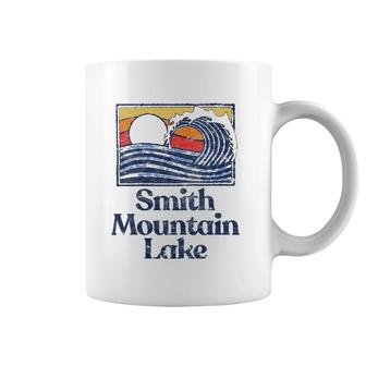 Womens Smith Mountain Lake Retro Surfer Vintage Beach & Wave V-Neck Coffee Mug | Mazezy
