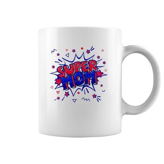 Womens Super Mom In Red And Blue For Mother's Day Or Birthday Coffee Mug | Mazezy