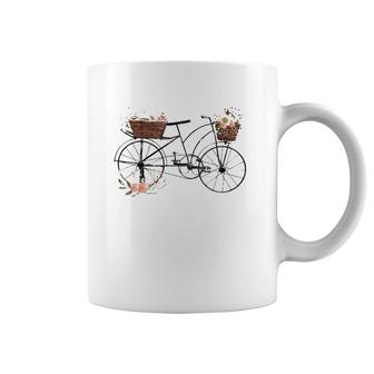 Womens Vintage Drawing Bike Bicycle Flower Floral Basket Cute Gift Coffee Mug | Mazezy