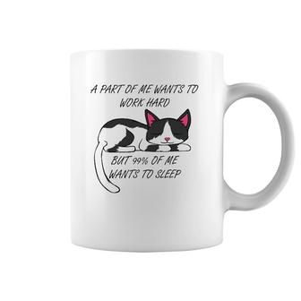 Work Or Sleeping Cute Cat Funny Kitty Coffee Mug | Mazezy