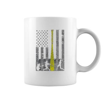 Yellow Softball Flag Coffee Mug | Mazezy