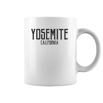 Yosemite California Ca Vintage Text Black With Black Print Coffee Mug | Mazezy