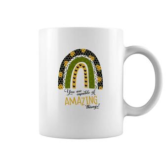 You Are Capable Of Amazing Things Sunflower Rainbow Coffee Mug - Seseable