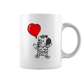 Zebra With Heart Balloon Valentines Day Zebra Coffee Mug | Mazezy