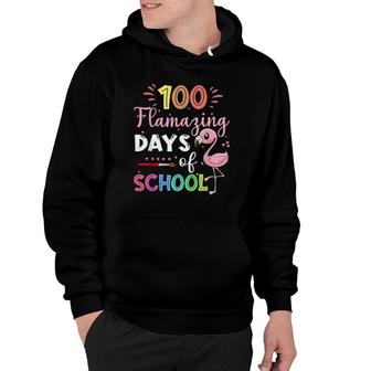 100 Amazing Days Of School Cute Flamingo Student Teacher Hoodie | Mazezy